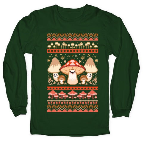 Mushroom Ugly Christmas Sweater Longsleeve Tee